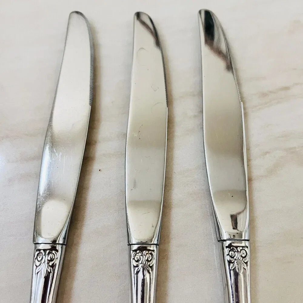 ONEIDA Renoir-Pembrooke Stainless Sss 1991 Floral Pierced Dinner Knife 3pc USA